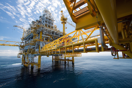 Oil and gas platform in offshore or Offshore construction, Exploration and production oil and gas in