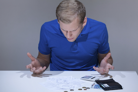 Frustrated man in bankrupt
